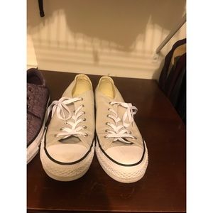 Gray/ cream converse